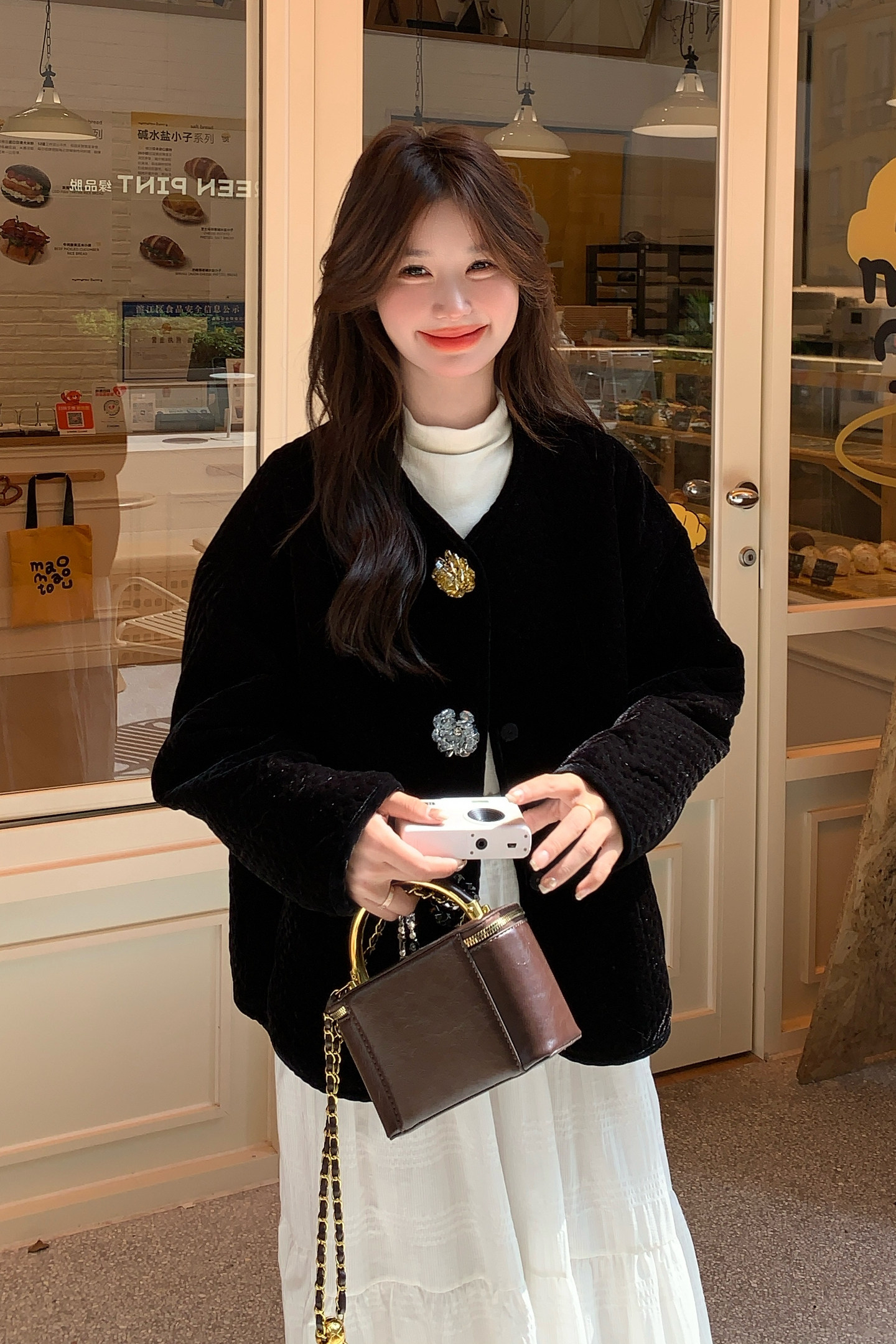 黑色复古金丝绒外套女2025秋季新款高级感炸街宽松显瘦百搭短上衣,女装短外套,浙宝159