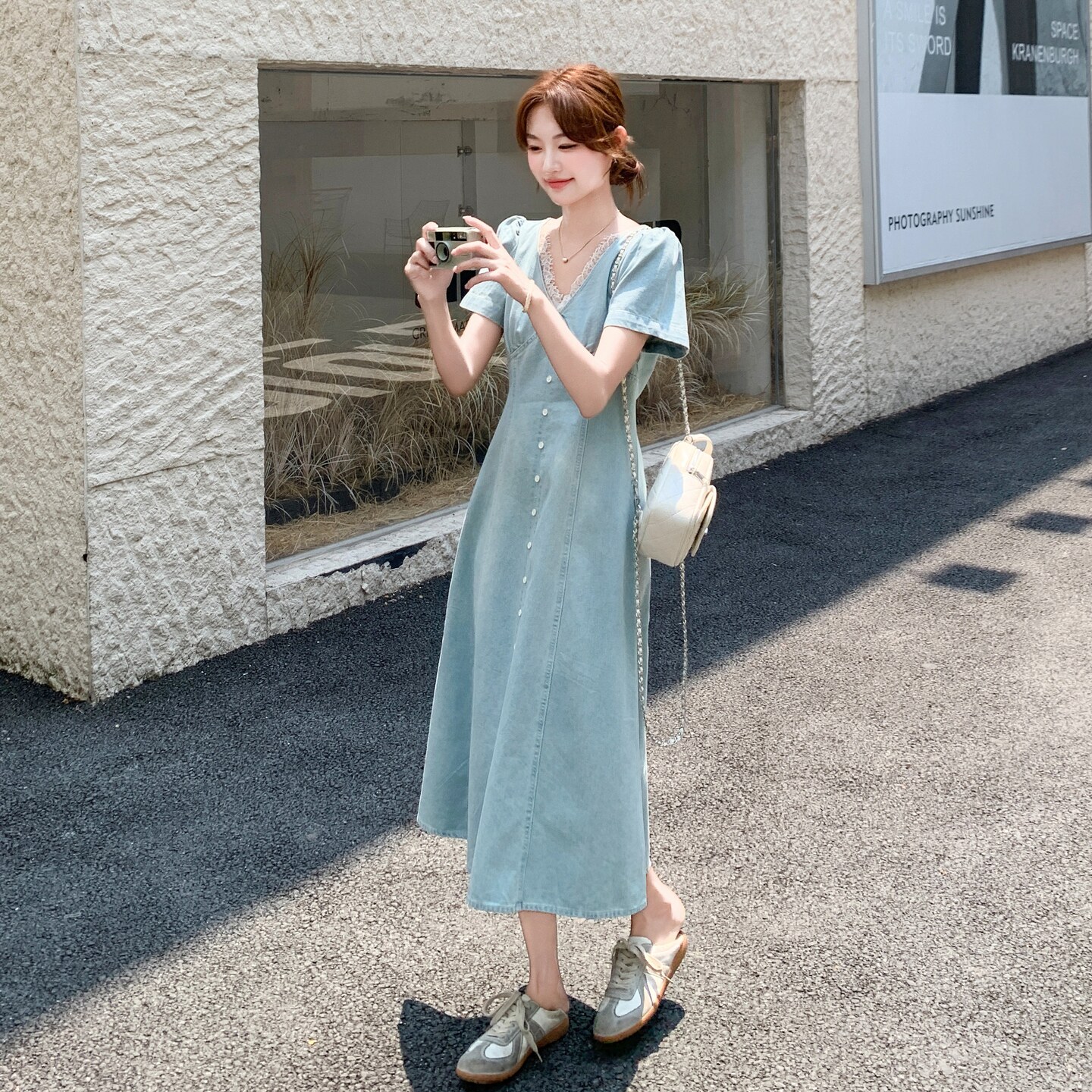 新款现货！修身收腰气质牛仔连衣裙159-795P135K198,女装连衣裙,浙宝159