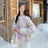 新款！粉色羽绒服泡芙配针织帽90白鸭绒159-557P315K468，女装羽绒服，浙宝159