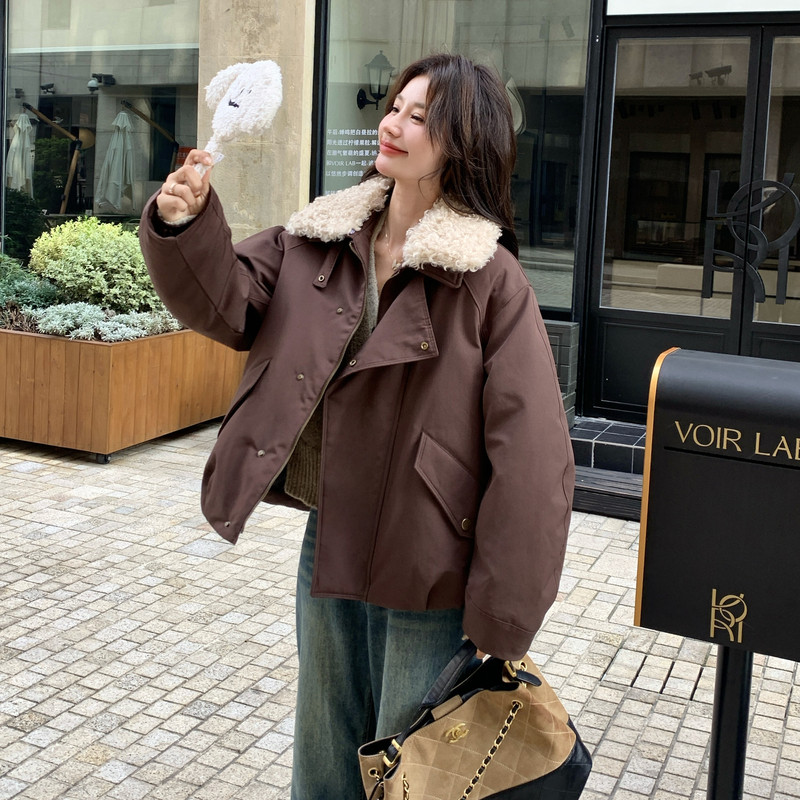 复古韩系翻领羽绒服外套女冬季新款小个子加厚短款90白鸭绒派克服,女装羽绒服,浙宝159