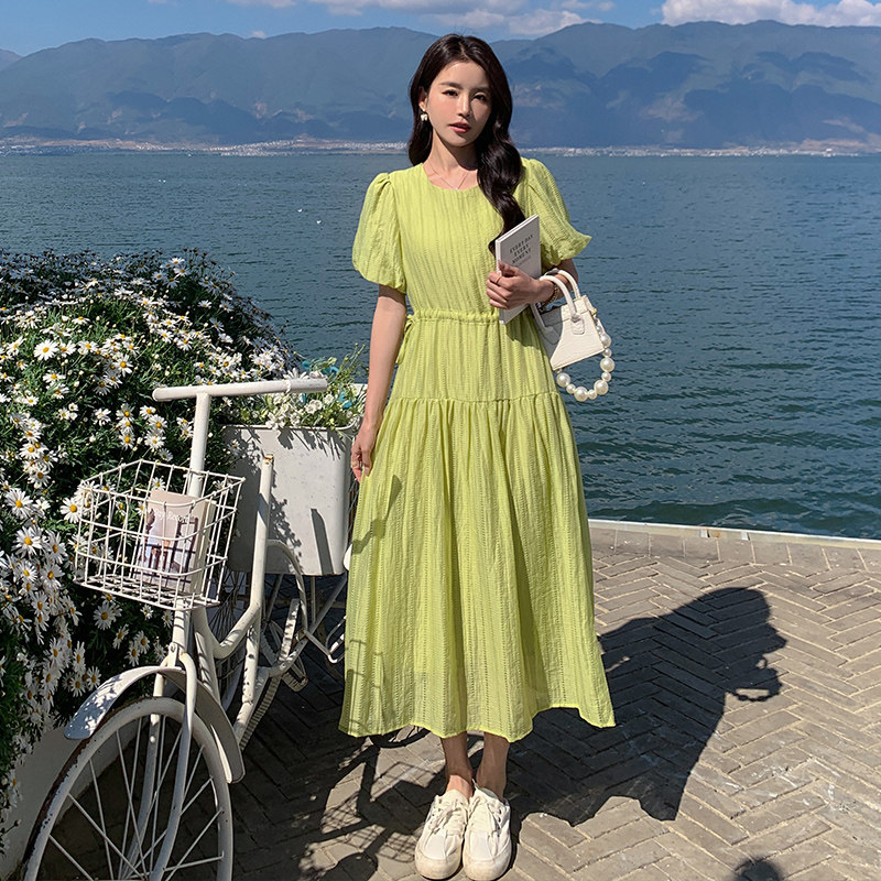 现货！绿色法式甜美超仙连衣裙159-8907P105K158,女装连衣裙,浙宝159