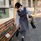 现货！高品质假两件拼接毛呢连衣裙159-734P145K208，女装连衣裙，浙宝159