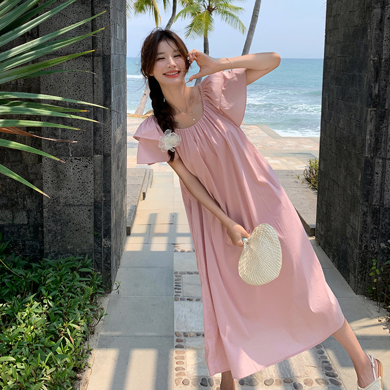 档口现货！粉色宽松韩版飞飞袖连衣裙159-0933P105K158，女装连衣裙，浙宝159
