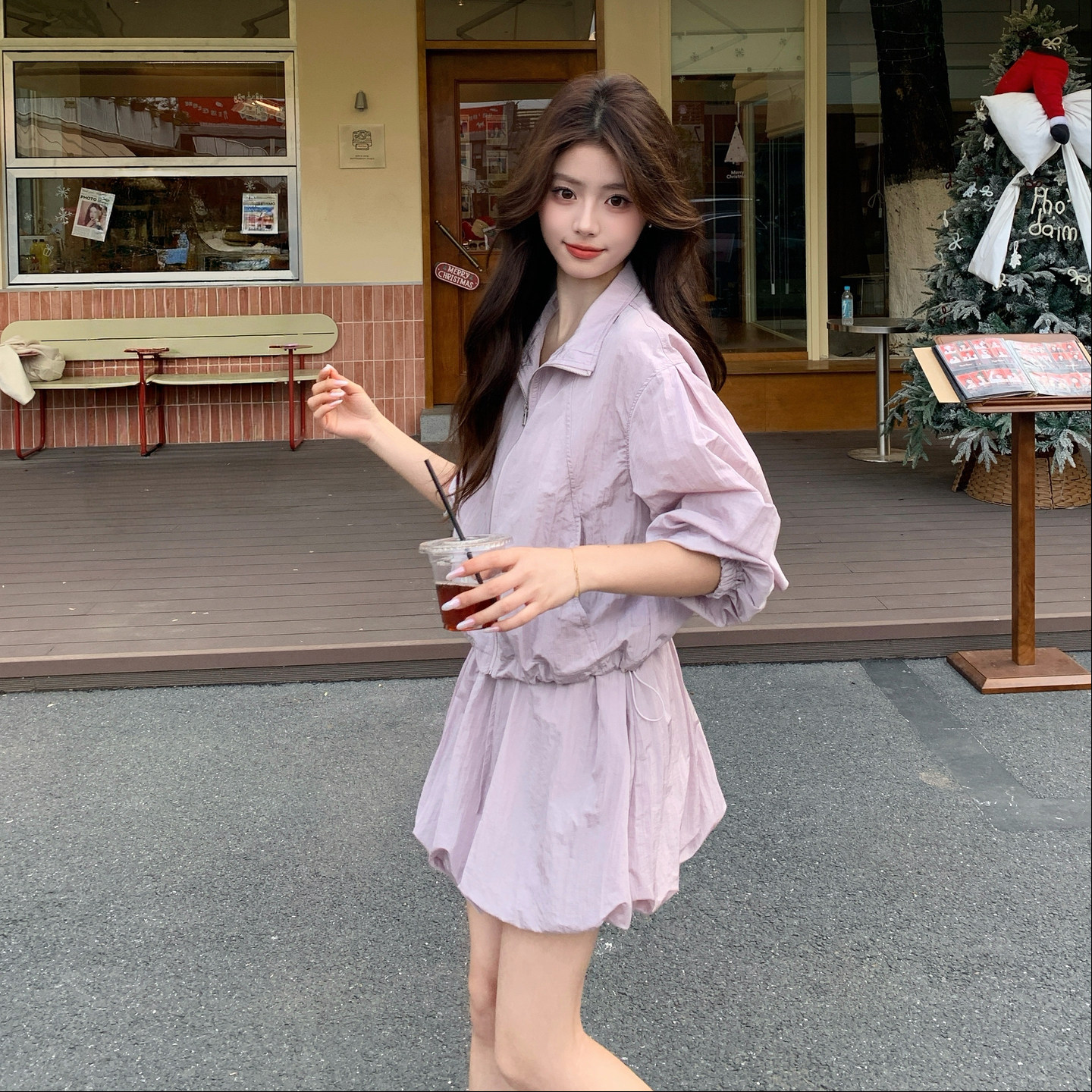 新款！紫色防晒套装户外冲锋衣159-2618P135K218,女装套装/套裙,浙宝159