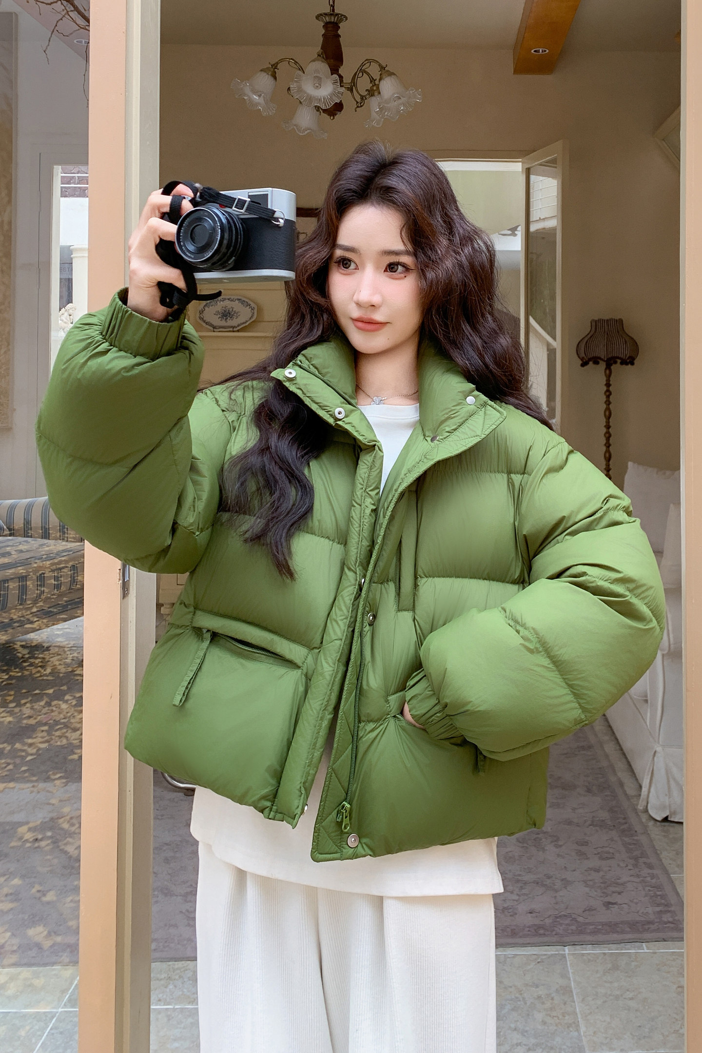 现货新款！绿色加厚短款羽绒服90白鸭绒159-565P275K418,女装羽绒服,浙宝159