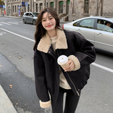 现货两色美式机车皮毛一体羊羔毛皮衣外套159-875P225K338，女装皮衣，浙宝159