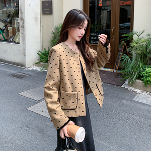 蝴蝶结名媛法式千金小香风外套女2025秋短款撞色轻奢小众设计上衣图片