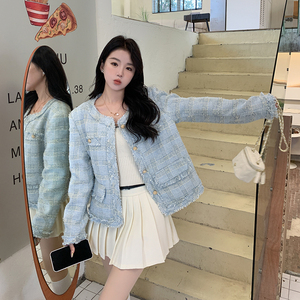 法式流苏精致白色小香风外套女2025春秋新款小个子名媛粗花呢短款图片