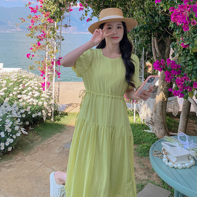 现货！绿色法式甜美超仙连衣裙159-8907P105K158,女装连衣裙,浙宝159
