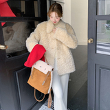 现货保暖羊羔毛皮毛一体外套女短款159-724P165K248，女装短外套，浙宝159