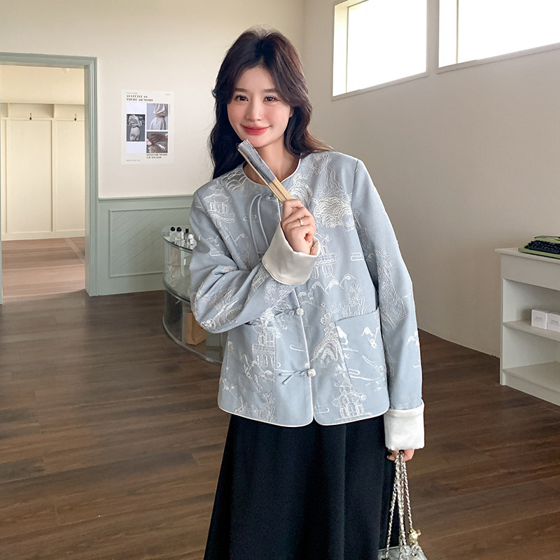 档口现货！定制高端刺绣面料新中式风外套短款159-748P165K248,女装短外套,浙宝159