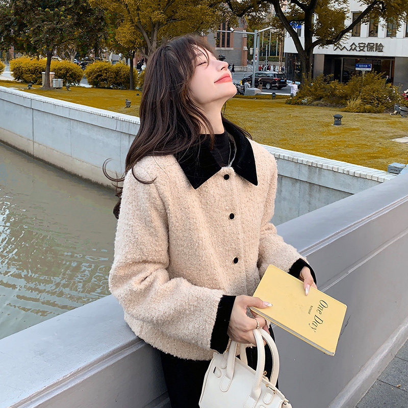 富家千金小香风正肩毛呢外套女秋冬超火好看高级小众加厚夹克上衣,女装羽绒服,浙宝159