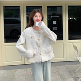 法式流苏精致白色小香风外套女2025春秋新款小个子名媛粗花呢短款，女装短外套，浙宝159