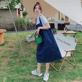 盐系甜美减龄工装牛仔背带裙女夏学院风宽松大码显瘦孕妇连衣裙，女装连衣裙，浙宝159