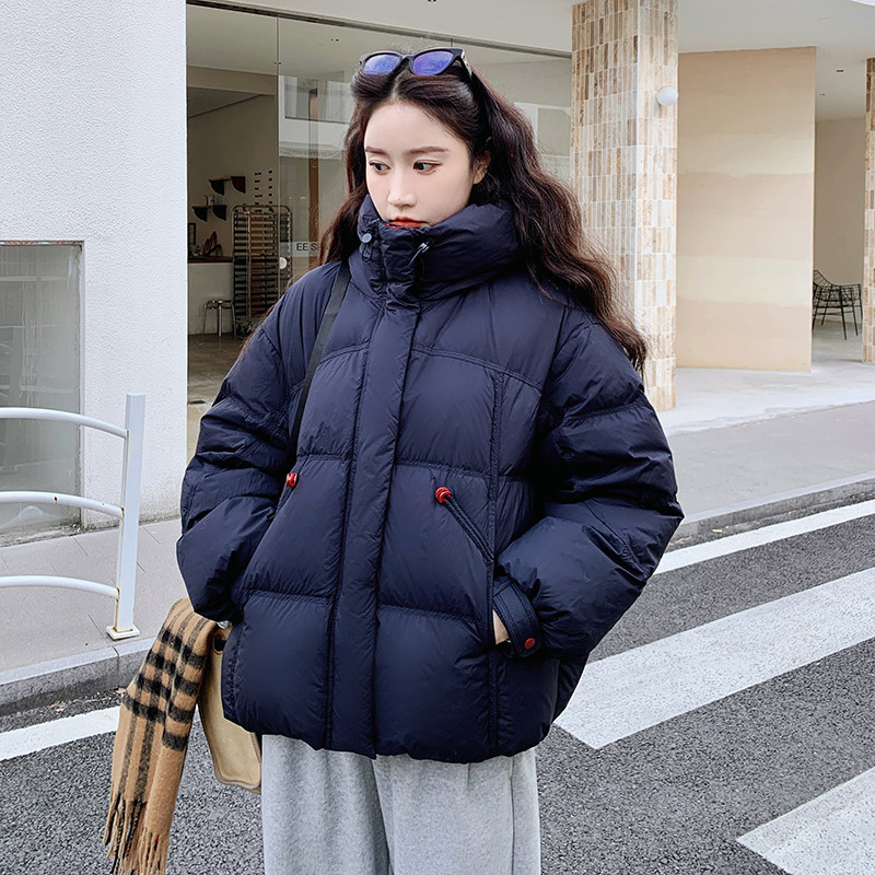 现货藏青色加厚韩版宽松90白鸭绒羽绒服外套159-732P295K438,女装羽绒服,浙宝159