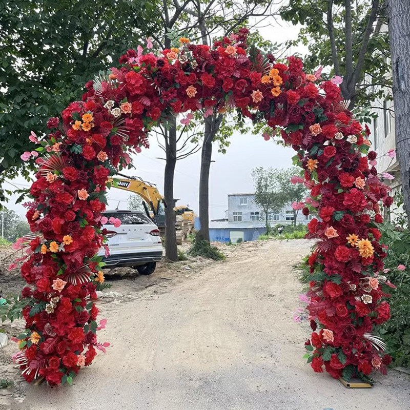 新款全花绢花双杆拱门开业婚礼庆典花门婚庆满花拱门婚庆幸福门