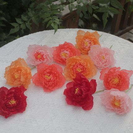 离草|黑喵喵 芍药真丝烫花头饰造花发饰汉服头饰甜美古风套装发饰