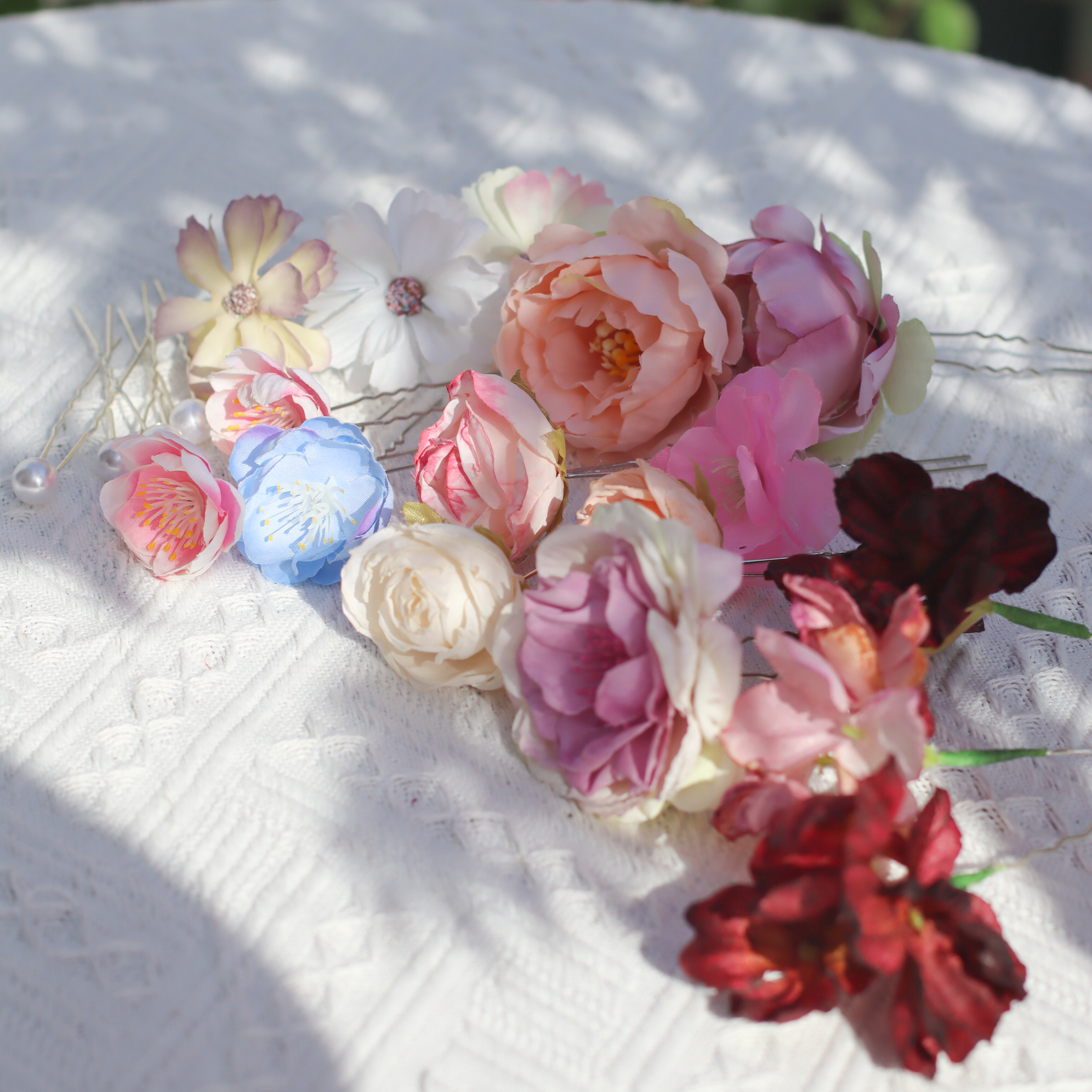 仿真花钗20只装|小钗子简约发饰百搭清新绢花汉服头饰花古风点缀