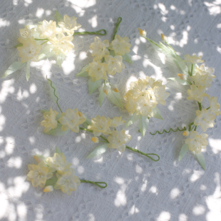 梦见|黑喵喵原创黄色樱花真丝烫花发饰造花古风仙气汉服头饰配饰