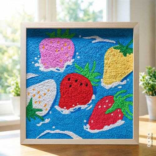 水果手工纸浆画数字油画丙烯画