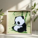 非遗手工diy纸浆画熊猫填色画数字油画卡通原木框彩色丙烯画国潮