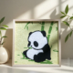 非遗手工diy纸浆画熊猫填色画数字油画卡通原木框彩色丙烯画国潮