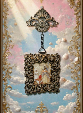 《湖光雾影》孤品复古vintage巴洛克浮雕画框墙面装饰艺术壁挂