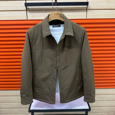 商务男装翻领行政夹克男士秋冬领导干部夹棉外套中青年休闲薄棉衣