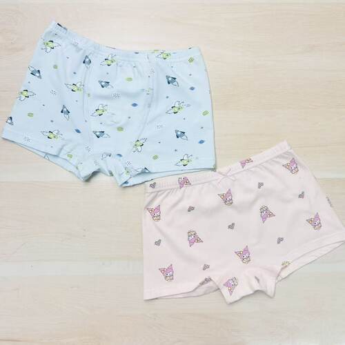 B0纯棉莱卡男女宝大版内裤110-170 95棉+5氨纶三条装图案随机5017