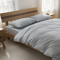 Japanese-style pure cotton washed cotton and linen four-piece set, simple and artistic plain color quilt cover, customizable double bed sheet and bedding thumbnail 3