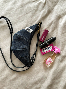 MOREGOOL牛仔拉链牛角包口红小收纳袋可爱包挂小费包迷你挂脖包