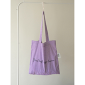 MOREGOOL 日常轻便棉布袋 紫色条纹印花单肩帆布包 FW原创