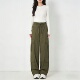 高腰宽松阔腿抽绳束脚休闲直筒长裤 2025四季 裤 女 通用款 简约工装
