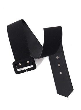 黑色宽版硬质腰带女 方形扣多孔调节装饰腰封 毛衣连衣裙收腰配饰
