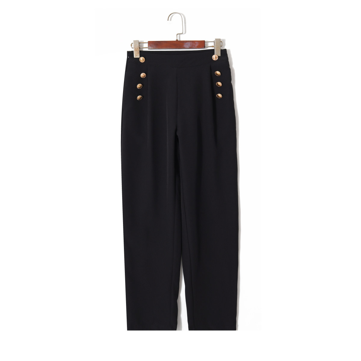 春秋黑色高腰双排扣隐形侧拉链休闲裤女修身显瘦百搭通勤西装裤,女装/女士精品,西装裤/正装裤,淘宝优惠券,粉丝福利购,淘宝优惠卷