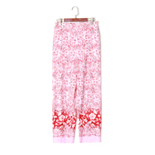 女装 韩版 清新印花轻薄休闲长裤 2025夏季 松紧高腰宽松显瘦直筒裤