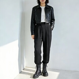 2026春夏垂感休闲西裤 裤 女 百搭斜襟纽扣西装 高腰显瘦锥形裤 大码