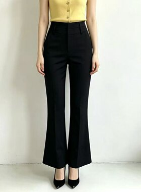 夏秋高腰微喇垂感显瘦西装裤女