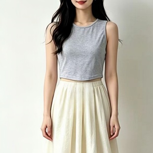 2026夏季短款背心女 后背系带露腰无袖上衣修身显瘦辣妹打底衫