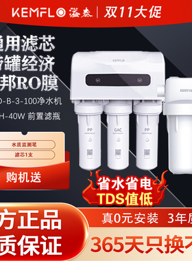 溢泰净水器RO反渗透直饮机通用滤芯带罐无阻垢剂陶氏膜RO-B3-100
