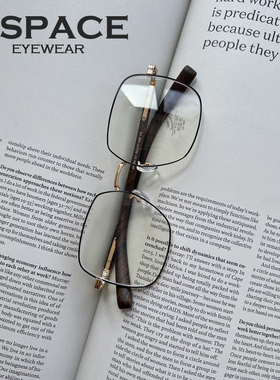 mspace2023金属复古木纹大方框形金属近视眼镜框架男女装饰平光镜