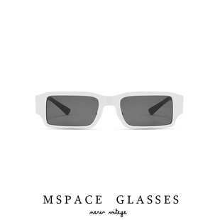 太阳镜女时尚 mspace2024小红书亮面长方形金属个性 钢皮ins墨镜男