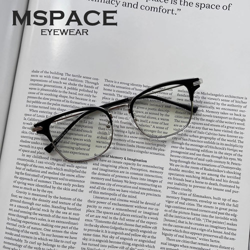 mspace男女方形平光镜TR90+金属