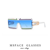 mspace2024秋外贸V字时尚 复古高级感方形平顶大框太阳镜男墨镜女