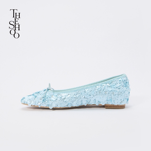 THE SHOO内增高平底芭蕾舞鞋 三色花瓣仙女鞋