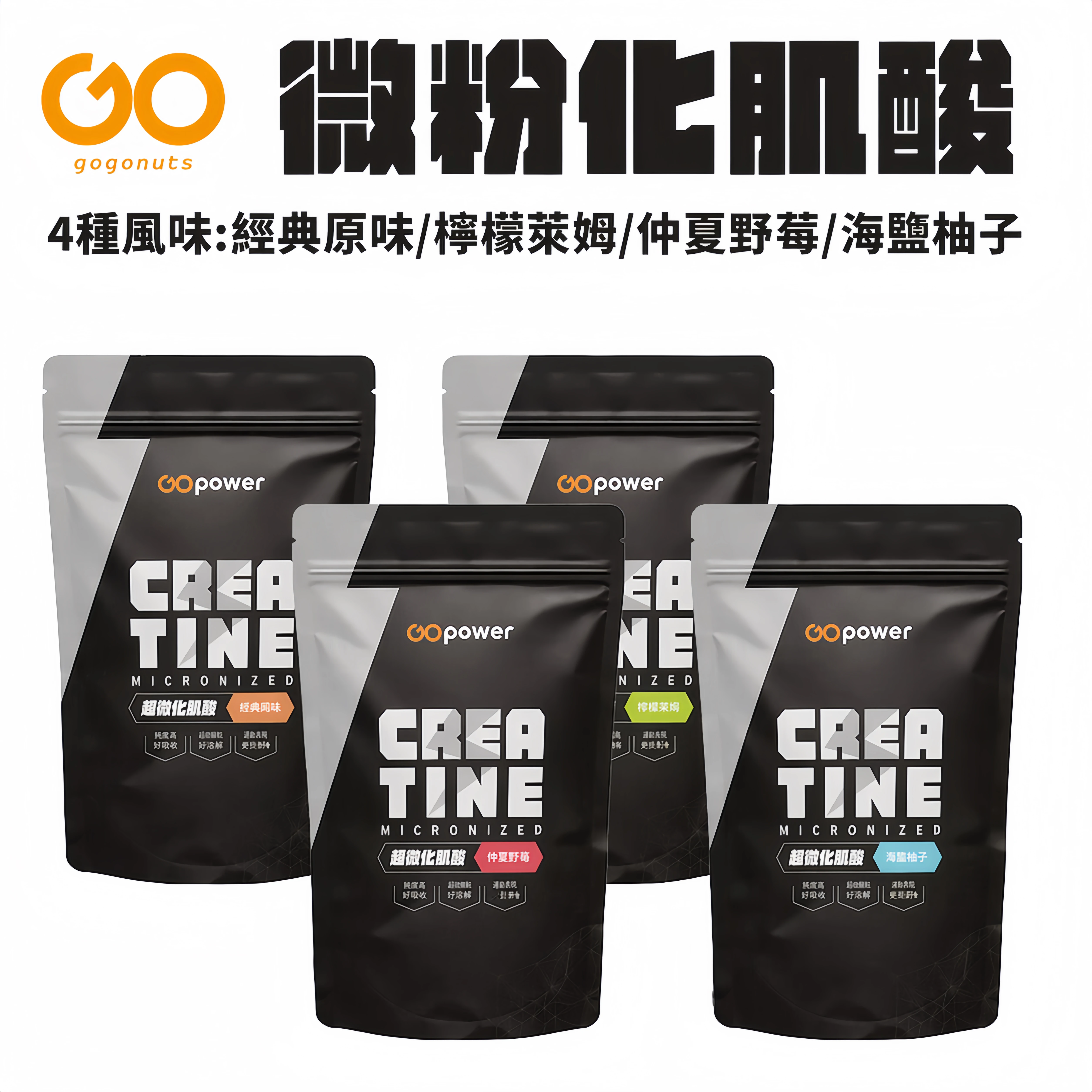 GOpower微粉化水肌酸营养补充剂