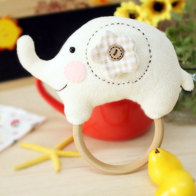 手工diy玩具小象嘟嘟手摇铃 新生儿宝宝早教布摇铃0-1岁婴儿玩具