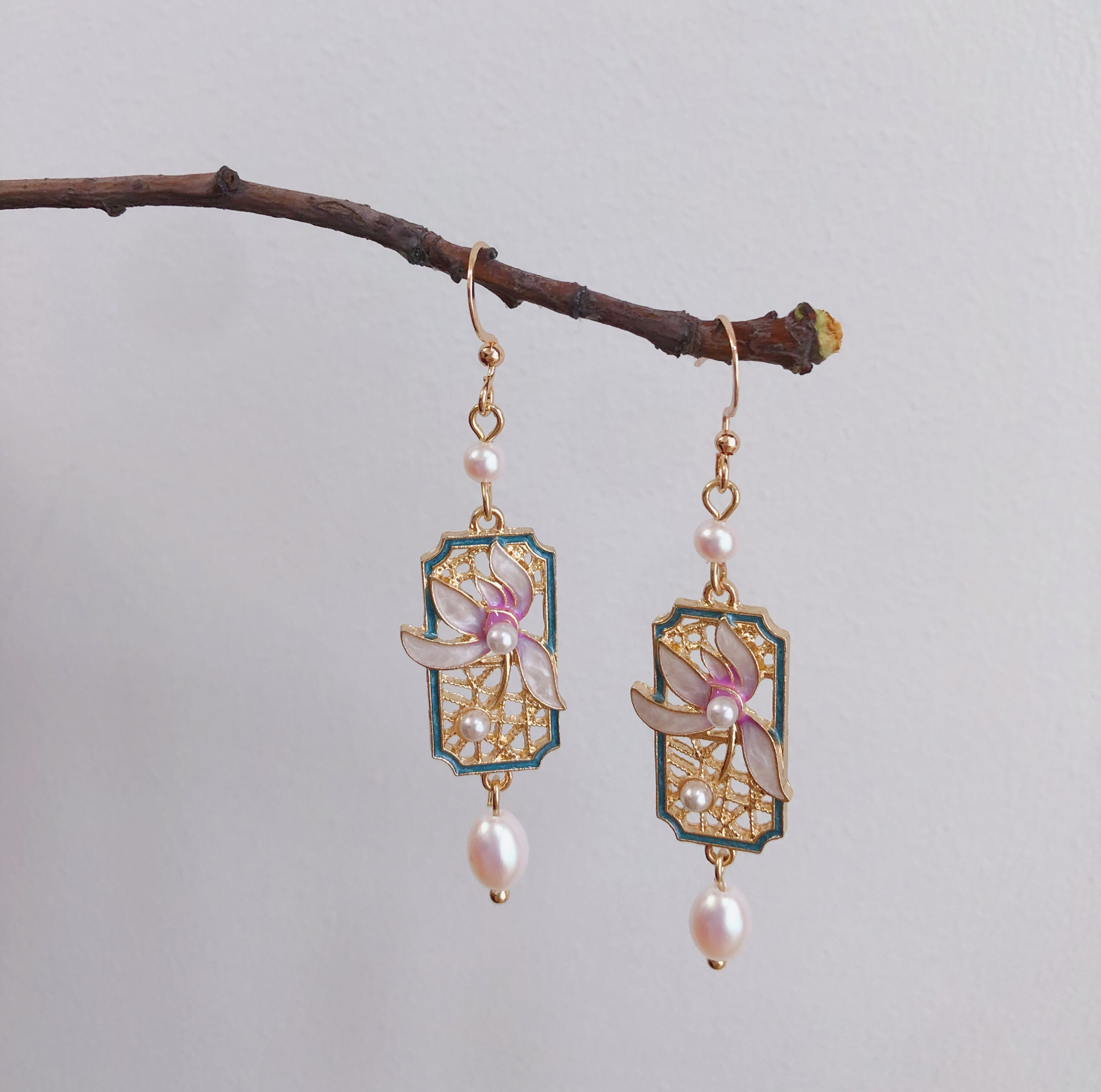 古风耳坠女兰花耳饰粉蓝清冷感新中式耳饰旗袍古典高级感宋代耳环,饰品/流行首饰/时尚饰品新,耳环,淘宝优惠券,粉丝福利购,淘宝优惠卷