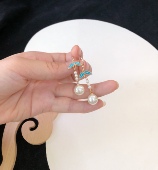 包邮 ｛仿点翠耳环｝汉服珍珠耳饰中国风古装 古风发饰品旗袍满29