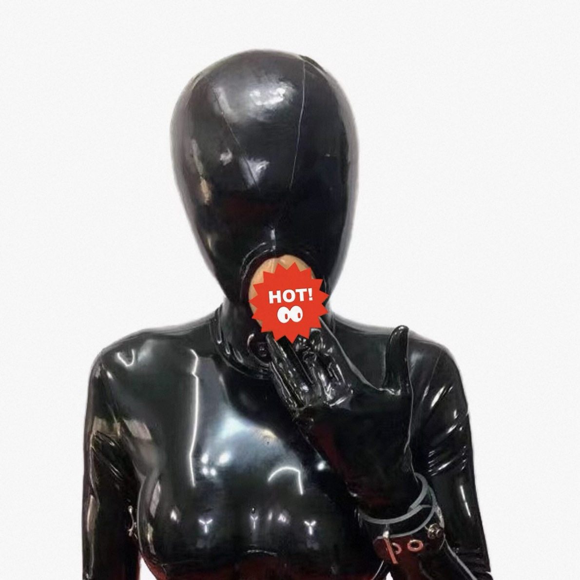 思慕乳胶头套面具带拉链乳胶衣头套面具派对COSPLAY角色扮演